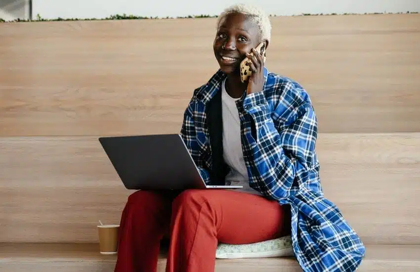 woman smiling working